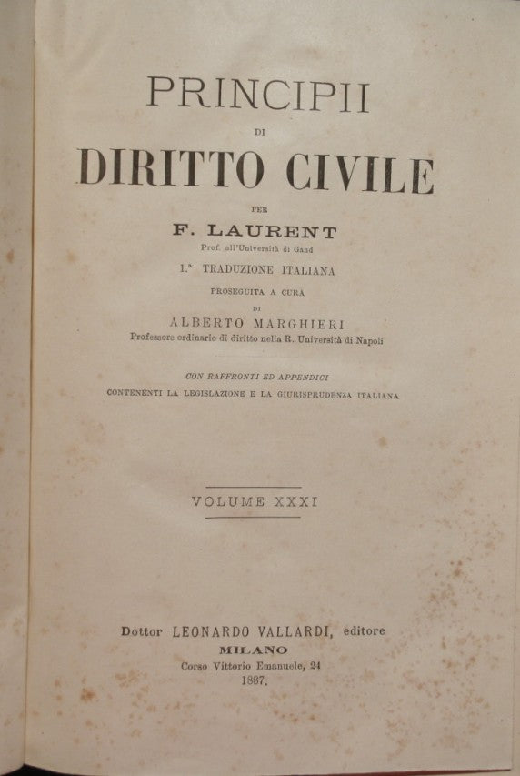 Principii di diritto civile. Voll.  XXXI-XXXII