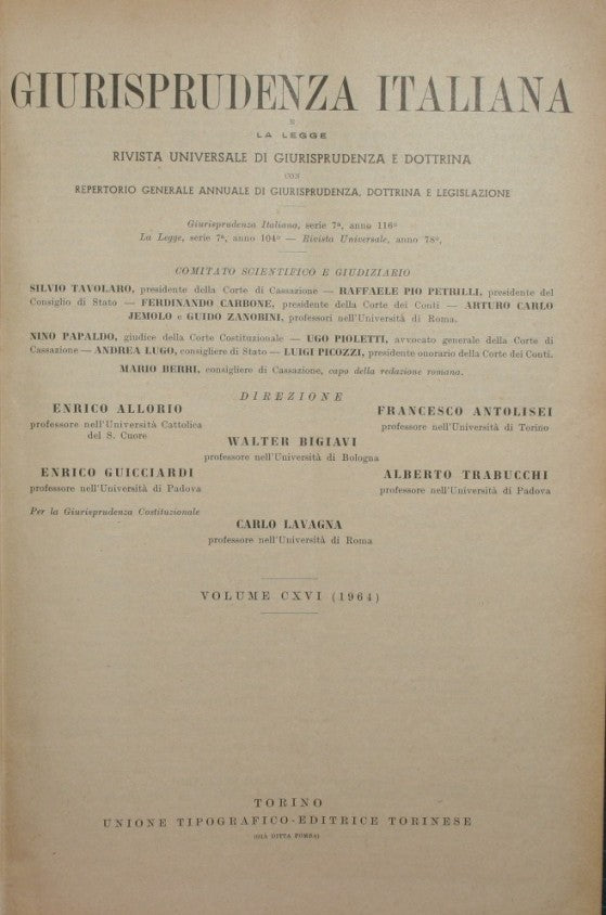 Giurisprudenza italiana. Vol. CXVI - Anno 1964
