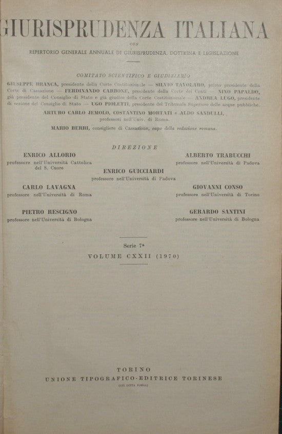 Giurisprudenza italiana. Vol. CXXII - Anno 1970