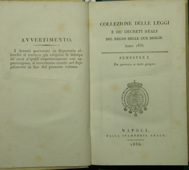 Collezione delle leggi e de' decreti reali del Regno delle Due Sicilie. Anno 1836