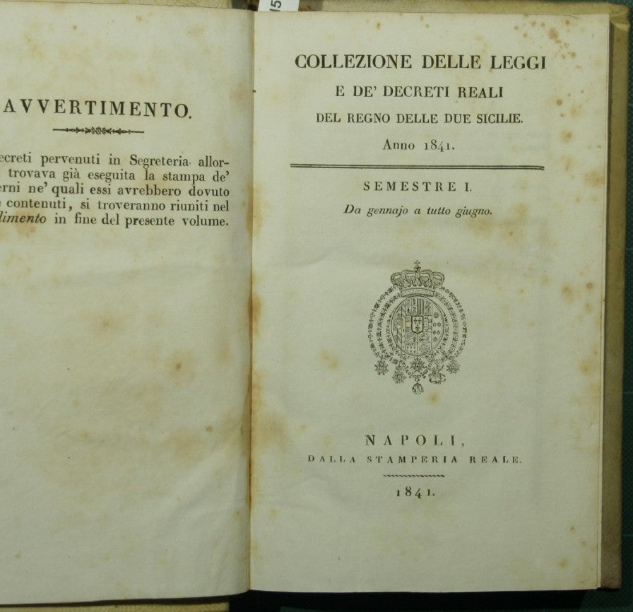 Collezione delle leggi e de' decreti reali del Regno delle Due Sicilie. Anno 1841