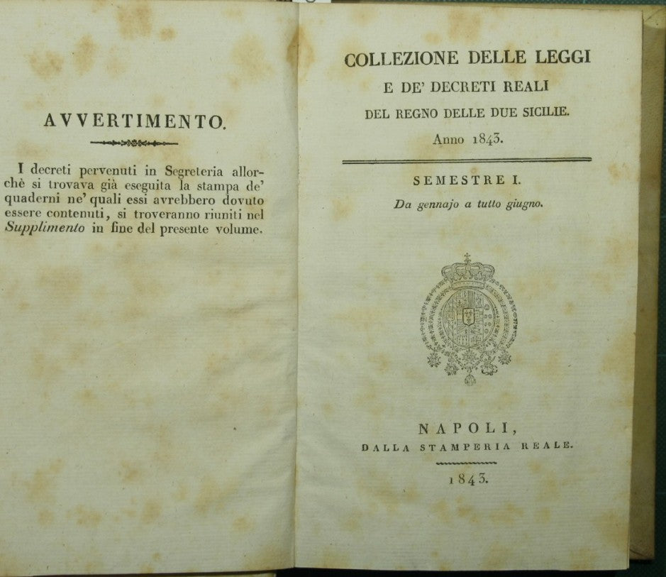 Colección de leyes y reales decretos del Reino de las Dos Sicilias. Año 1843