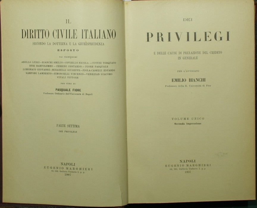 Dei privilegi e delle cause di prelazione del credito in generale
