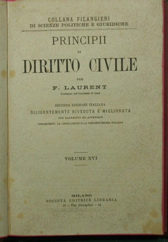 Principii di diritto civile. Vol. XVI