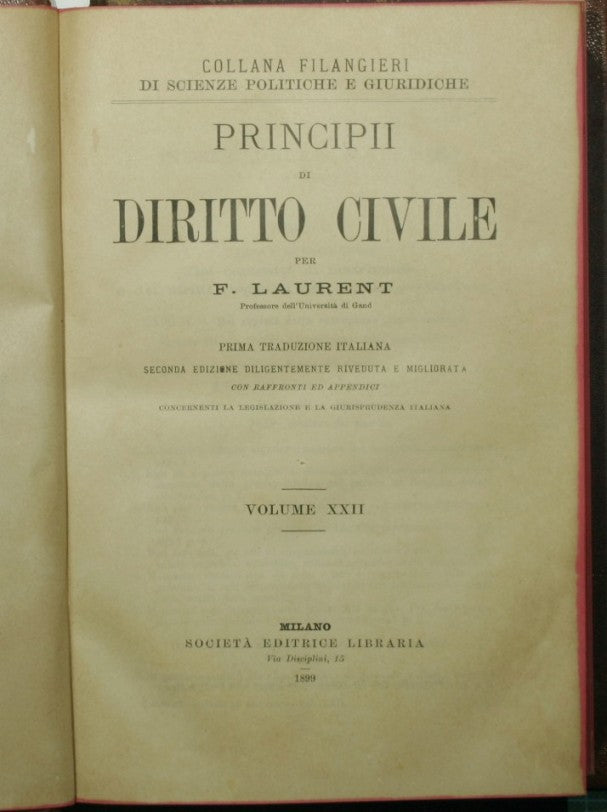 Principii di diritto civile. Vol. XXII