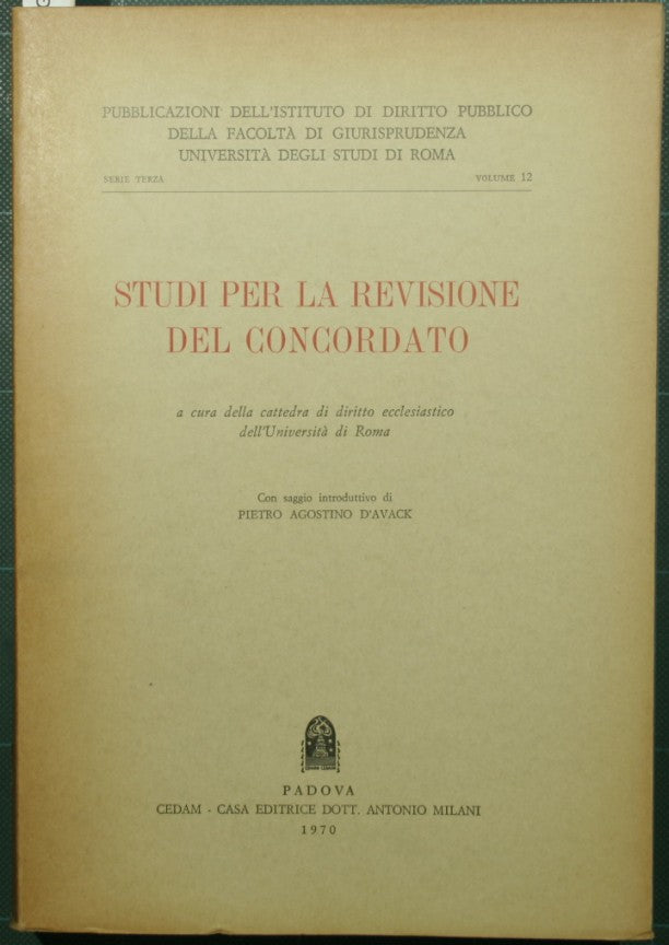 Studies for the revision of the Concordat