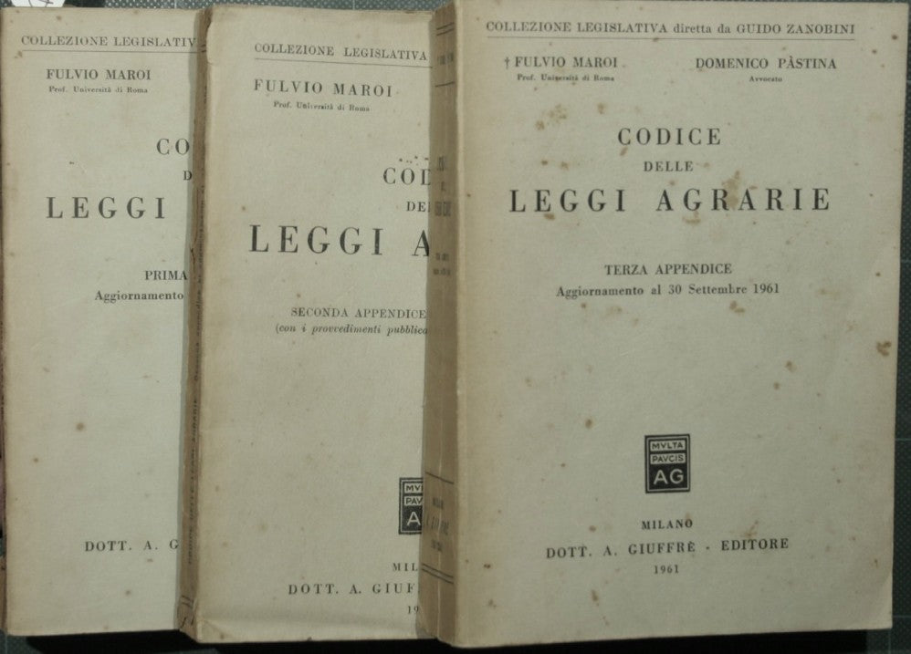 Code of Agricultural Laws - First Appendix; Second update appendix; Third appendix