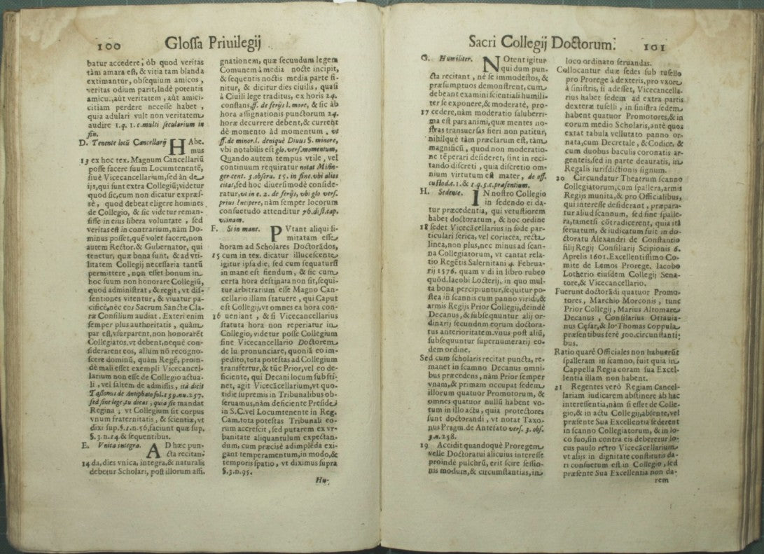 Mutii Recchi IC viri patritii Superprivilegio concedido a Ioanna II Sacro Doctorum Collegio Civit. Marea muerta. Glossa singularis septem en SS dividida