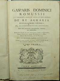 De re agraria responsa mere juridica, atque ad usum italicum maxime accommodata, una cum peculiaribus annotationibus materiam late ampliantibus