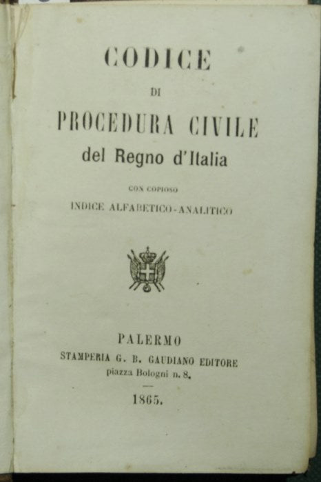 Código de procedimiento civil del Reino de Italia con abundante índice alfabético-analítico