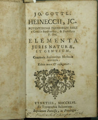 Jo Gottl. Heinecii JC. Elementa juris naturae et gentium
