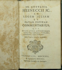 Joe. Gottlieb. Heineccii JC. Ad legem Juliam et Papiam Poppaeam Commentarius