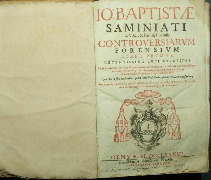 José. Baptistae Saminiati Controversiarum forensium liber primus