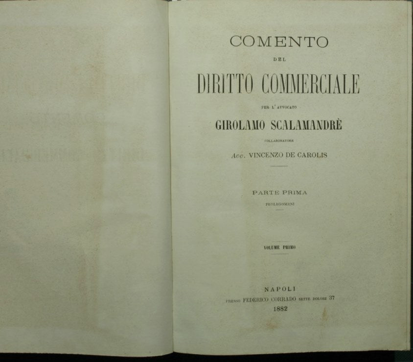 Comento del diritto commerciale. Vol. I