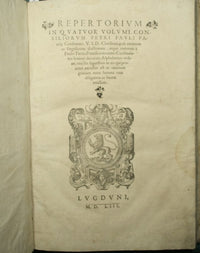 Repertorium in quatuor volumi. Consiliorum Petri Pauli Parisij Consentini