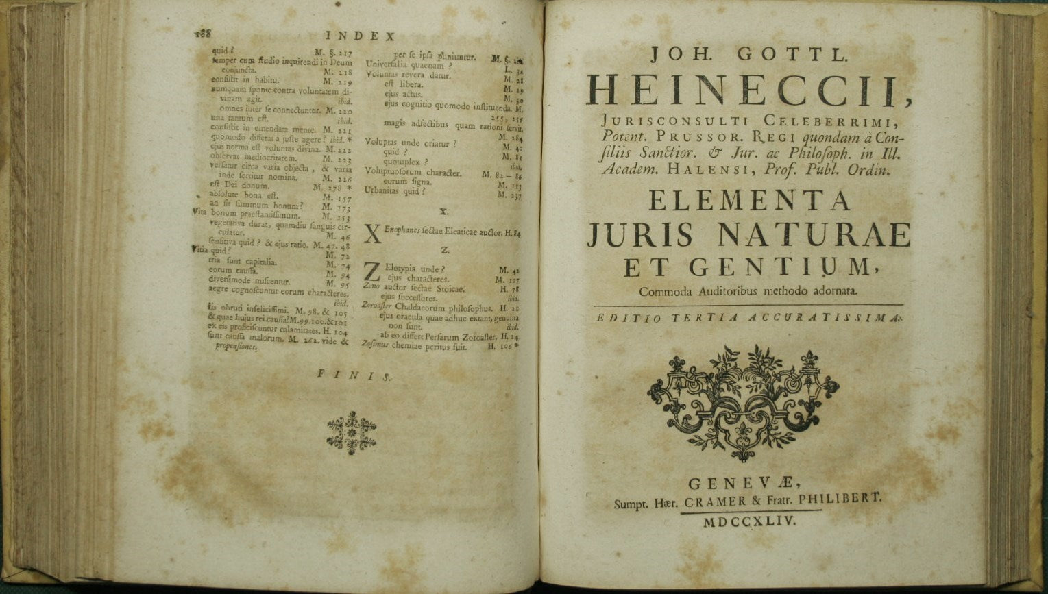 Ioh. Gottlieb Heineccii Operum ad universam iuris prudentiam, philosophiam et litteras humaniores pertinentium. Voll. I-II-V-VII-VIII