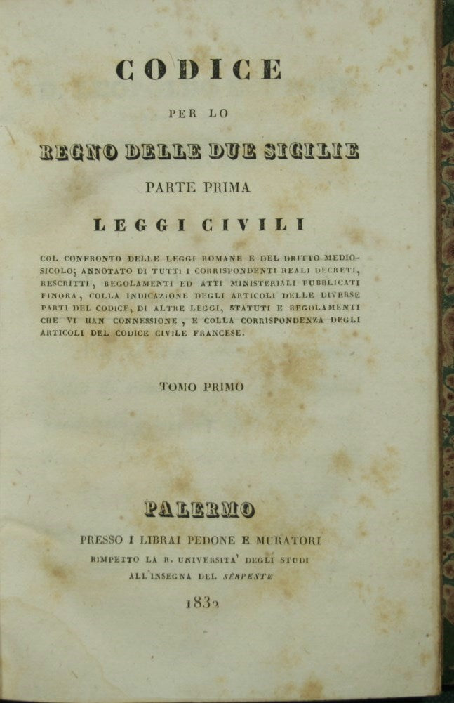 Códice del Reino de las Dos Sicilias. Primera parte, Leyes civiles