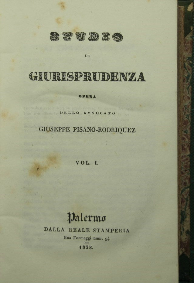 Studio di giurisprudenza. Vol. I