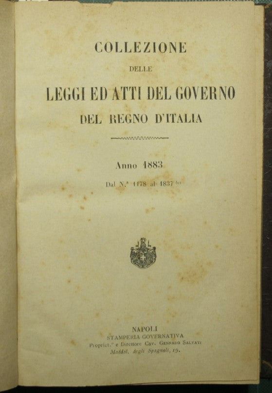Collezioni delle leggi ed atti del governo del Regno d'Italia. Anno 1883