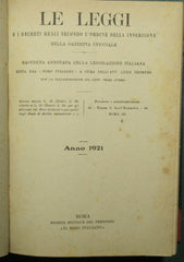 Le leggi e i decreti reali secondo l'ordine della inserzione nella Gazzetta Ufficiale. Anno 1921