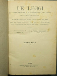 The laws and royal decrees according to the order of insertion in the Official Gazette. Year 1922