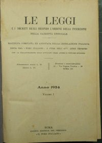 The laws and royal decrees according to the order of insertion in the Official Gazette. Year 1924