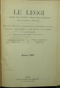 The laws and royal decrees according to the order of insertion in the Official Gazette. Year 1927