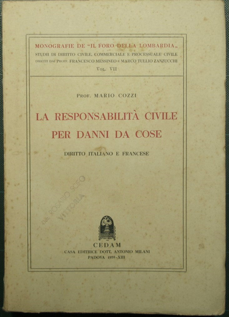 La responsabilità civile per danni da cose