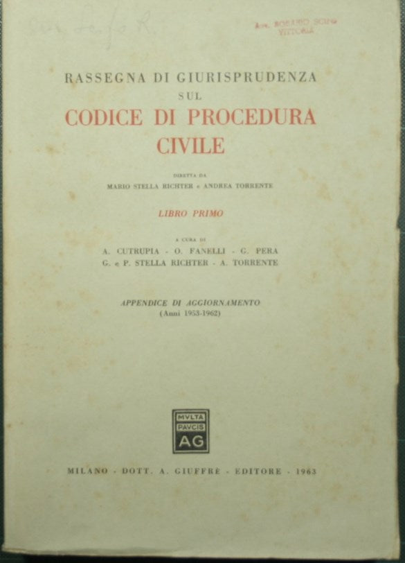 Rassegna di giurisprudenza sul Codice di Procedura Civile - Libro I, Appendice di aggiornamento