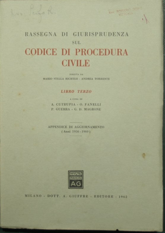 Rassegna di giurisprudenza sul Codice di Procedura Civile - Libro III, Appendice di aggiornamento