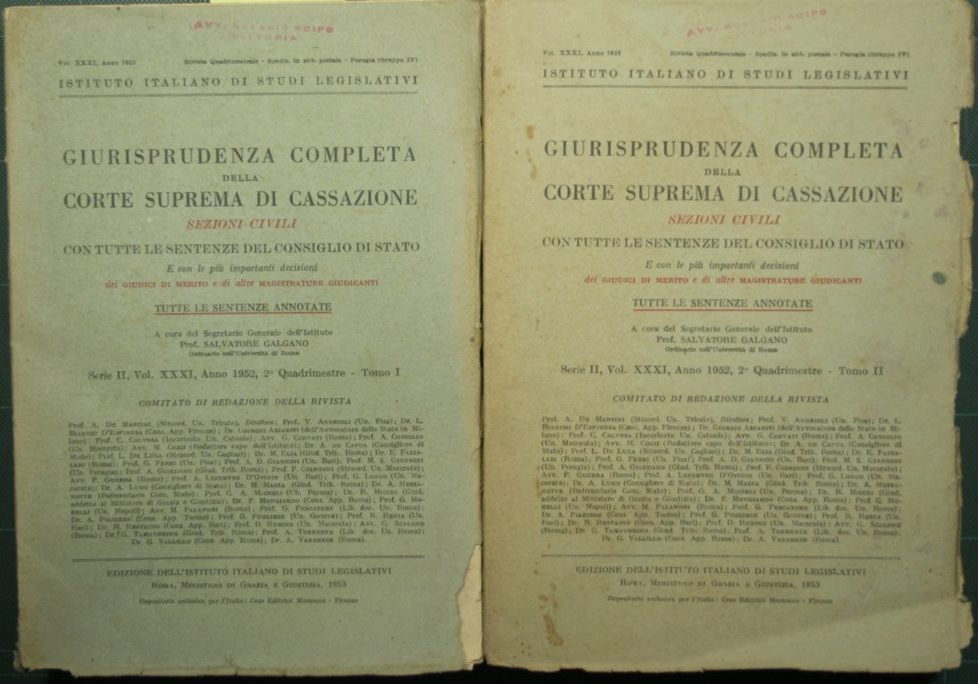 Giurisprudenza completa della Corte Suprema di Cassazione - Sezioni civili - Vol. XXXI