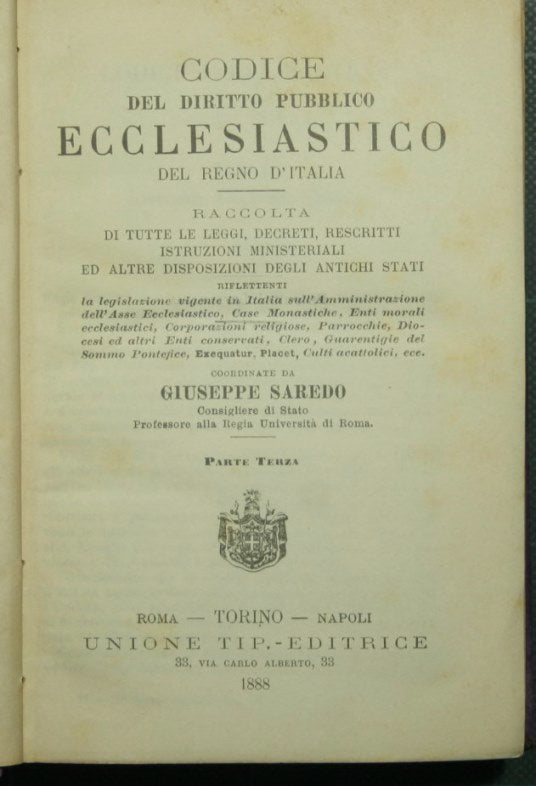Codice del diritto pubblico ecclesiastico del Regno d'Italia - Parte terza