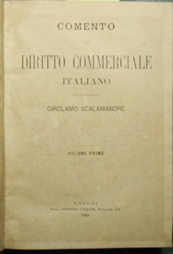 Comento del diritto commerciale italiano