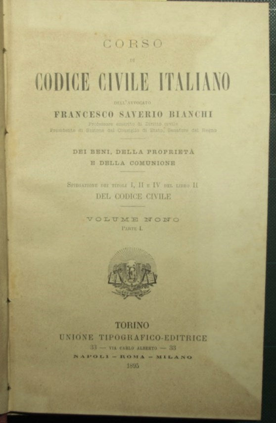 Italian civil code course - Vol. IX - Goods, property and community