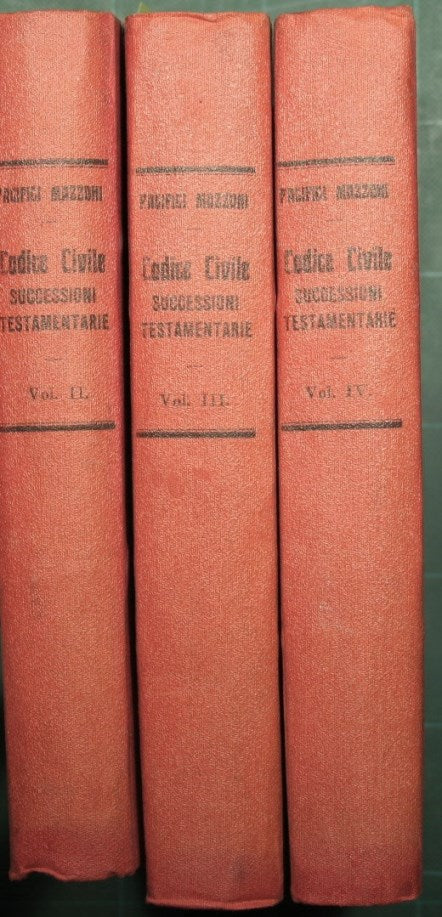 Italian Civil Code - Treaty of Successions - On testamentary successions, Voll. II-III-IV