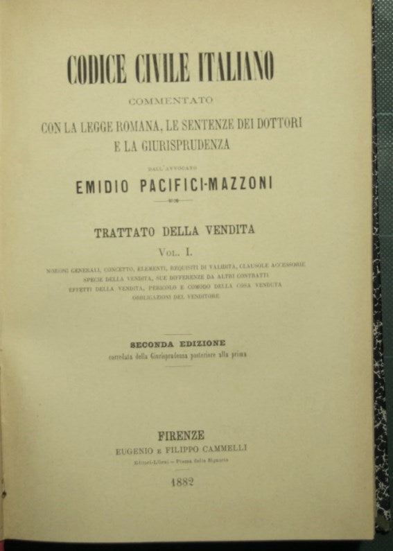 Código Civil italiano - Tratado de compraventa - Voll. Yo y II