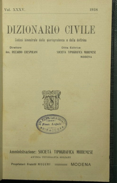 Diccionario civil - Vol. XXXV, 1938