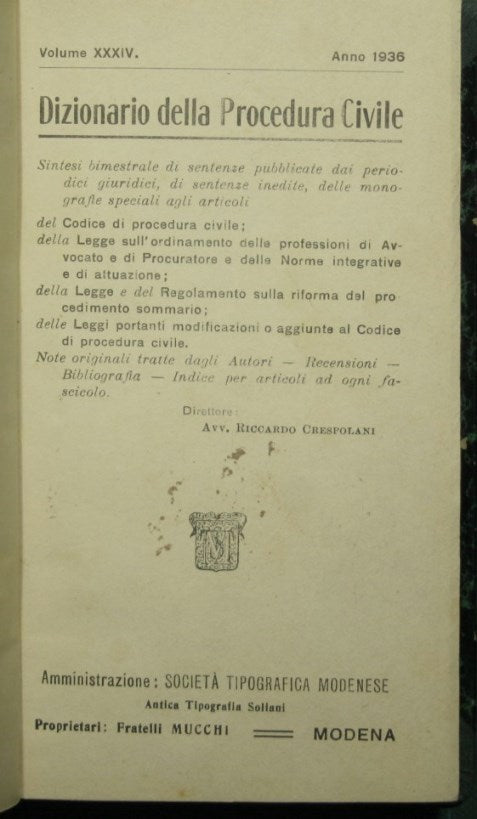 Dictionary of Civil Procedure - Vol. XXXIV, 1936