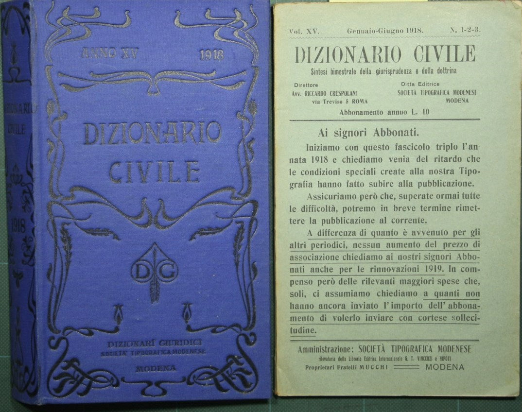 Dizionario civile - Vol. XV, 1918