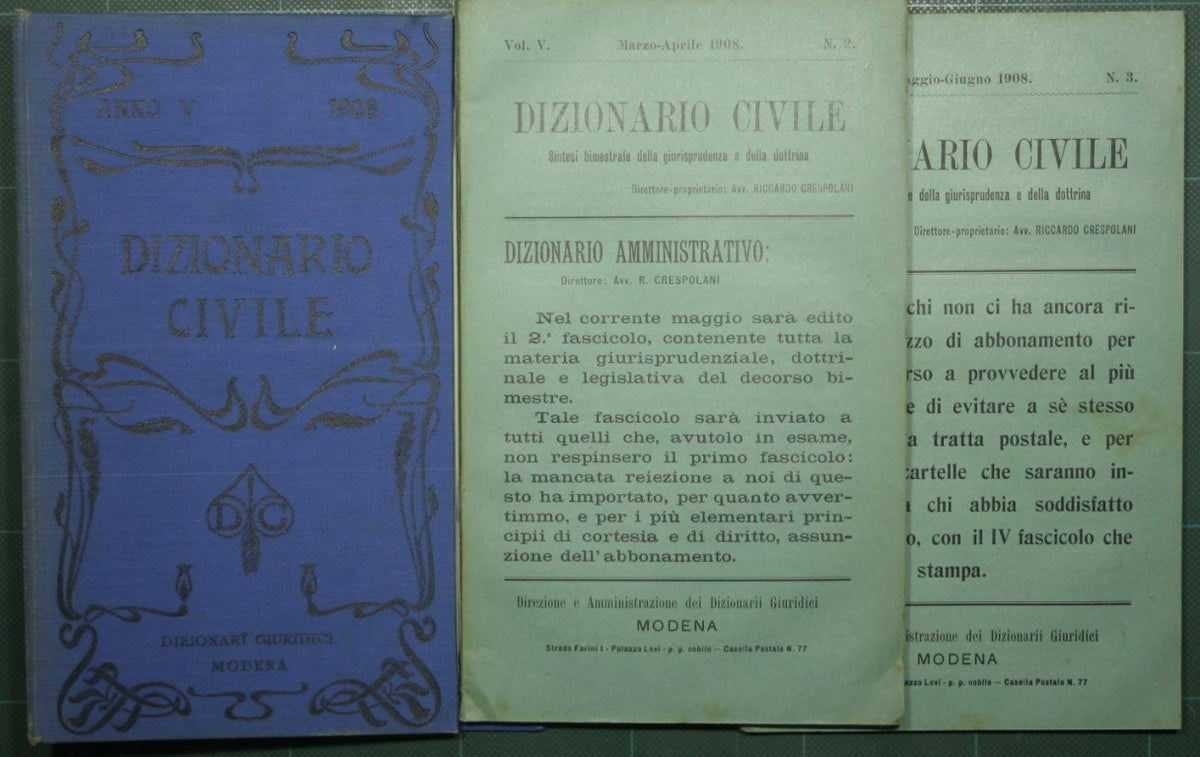 Diccionario civil - Vol. V, 1908 - n. 2-3