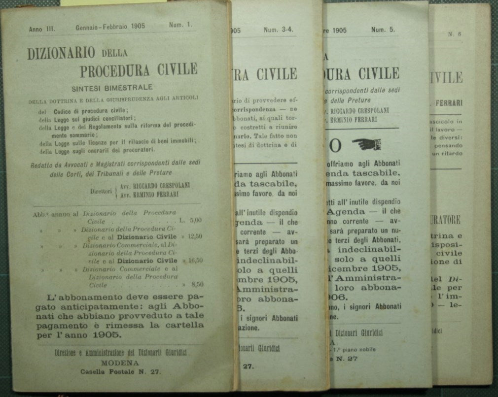 Dizionario della procedura civile - Vol. III, 1905 - nn. 1-3/6