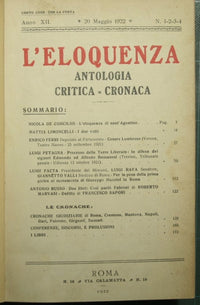 L'eloquenza - Anno XII - 20 Maggio/31 Dicembre 1922 - NN. 1/16