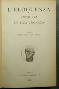 L'eloquenza - Anno XVI - 31 Marzo/31 Dicembre 1926 - NN. 1/12