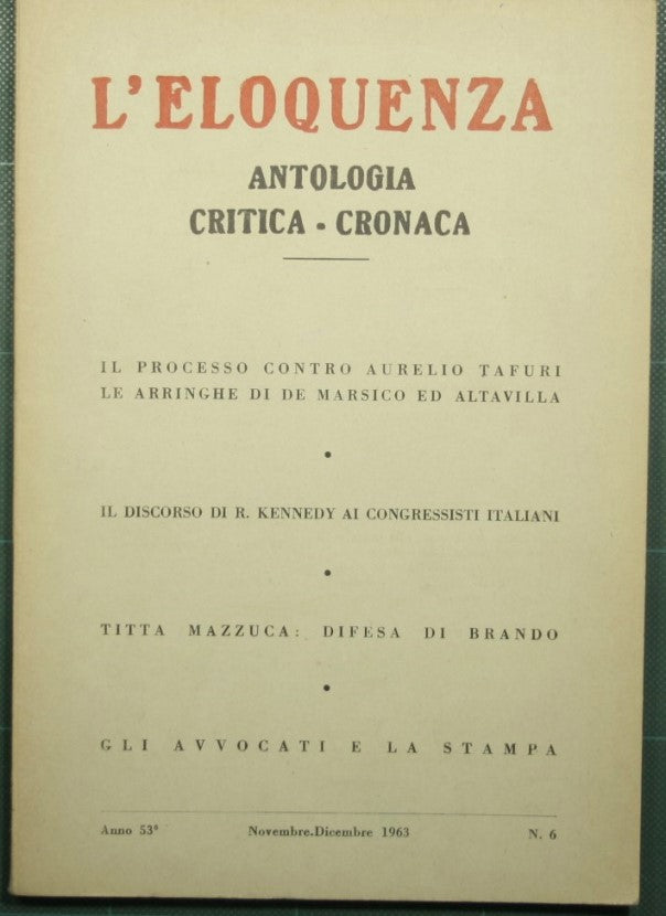 L'eloquenza - Anno 53 - Novembre-Dicembre 1963 - N. 6