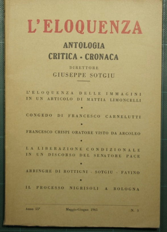 Elocuencia - Año 55 - Mayo-Junio ​​1965 - N. 3