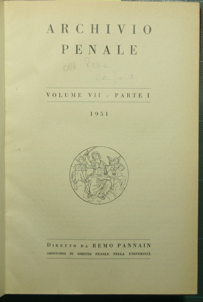 Criminal archive - Vol. VII - 1951
