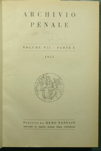 Criminal archive - Vol. VII - 1951
