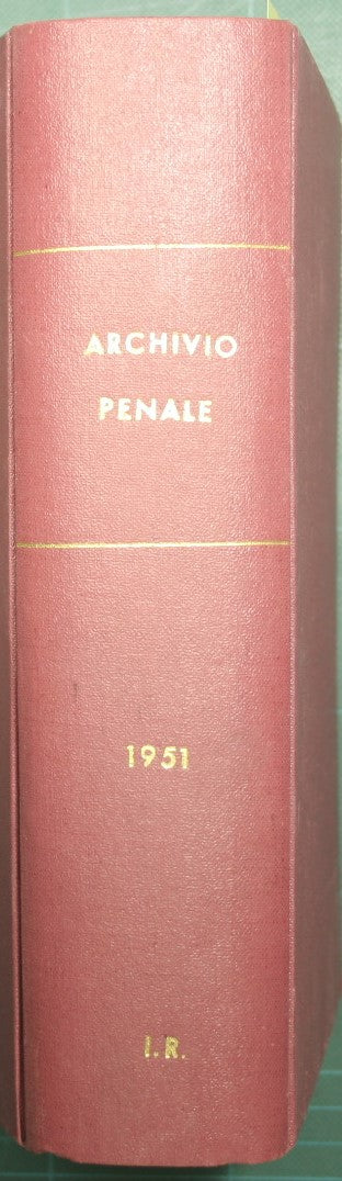 Criminal archive - Vol. VII - 1951