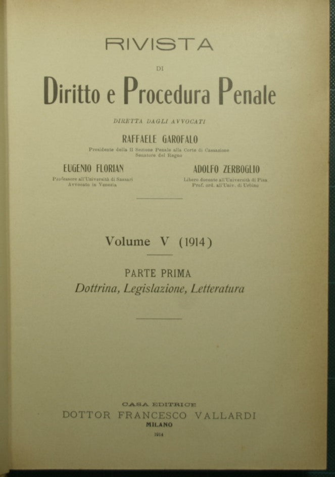 Rivista di diritto e procedura penale - Vol. V - 1914