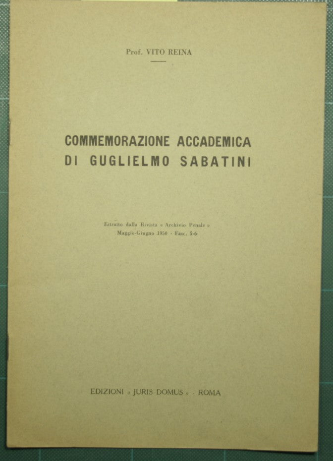 Commemorazione accademica di Guglielmo Sabatini